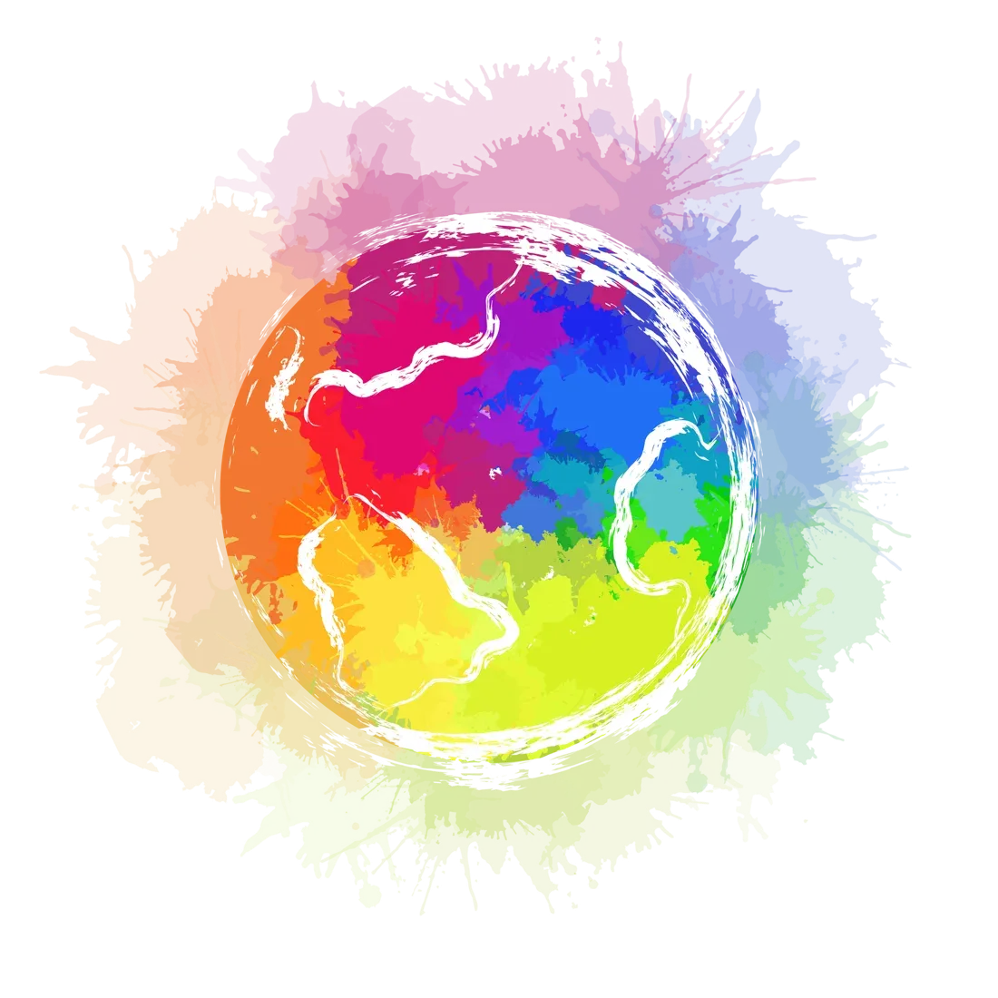 A colorful painted globe